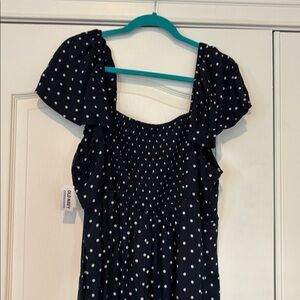 NWT Old Navy Navy Blue and White Polka Dot Midi Jumpsuit - XL Maternity